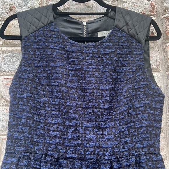 Sandro Navy Blue and Black Tweed and Wool Dress - Picture 2 of 13